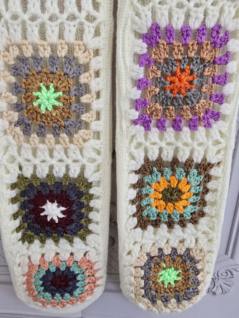 Granny Square Over-the-Knee Cabin Socks / Cozy Boho Cottagecore / OS